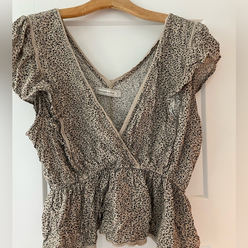 Abercrombie Leopard Faux Wrap Top